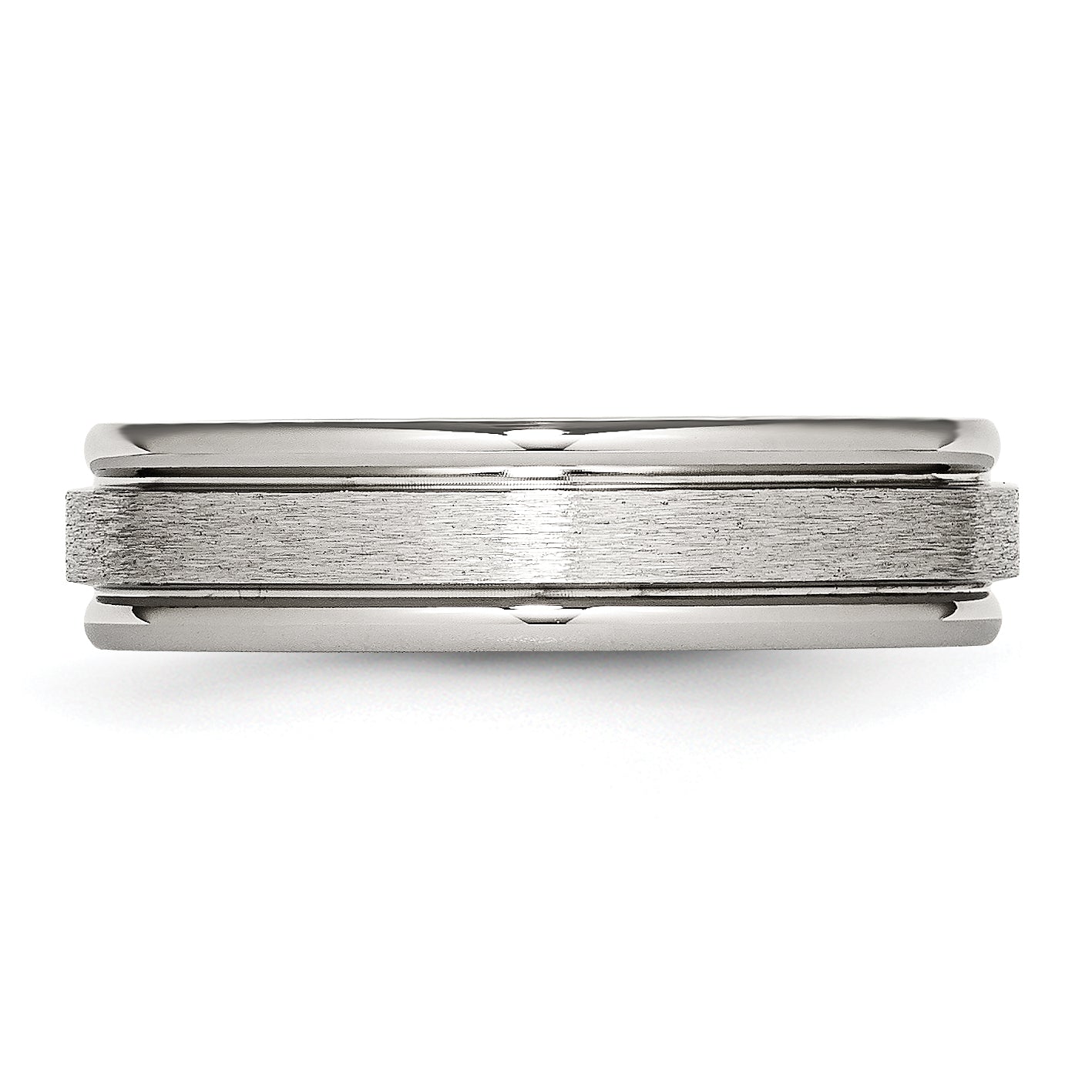 Grooved Edge Wedding Band in Stainless Steel, 6mm