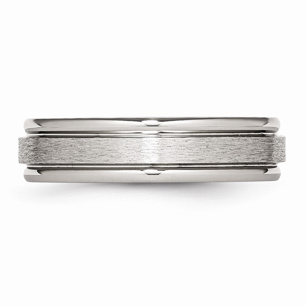 Grooved Edge Wedding Band in Stainless Steel, 6mm