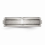 Grooved Edge Wedding Band in Stainless Steel, 6mm