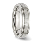 Grooved Edge Wedding Band in Stainless Steel, 6mm