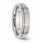 Grooved Edge Wedding Band in Stainless Steel, 6mm