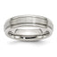 Grooved Edge Wedding Band in Stainless Steel, 6mm