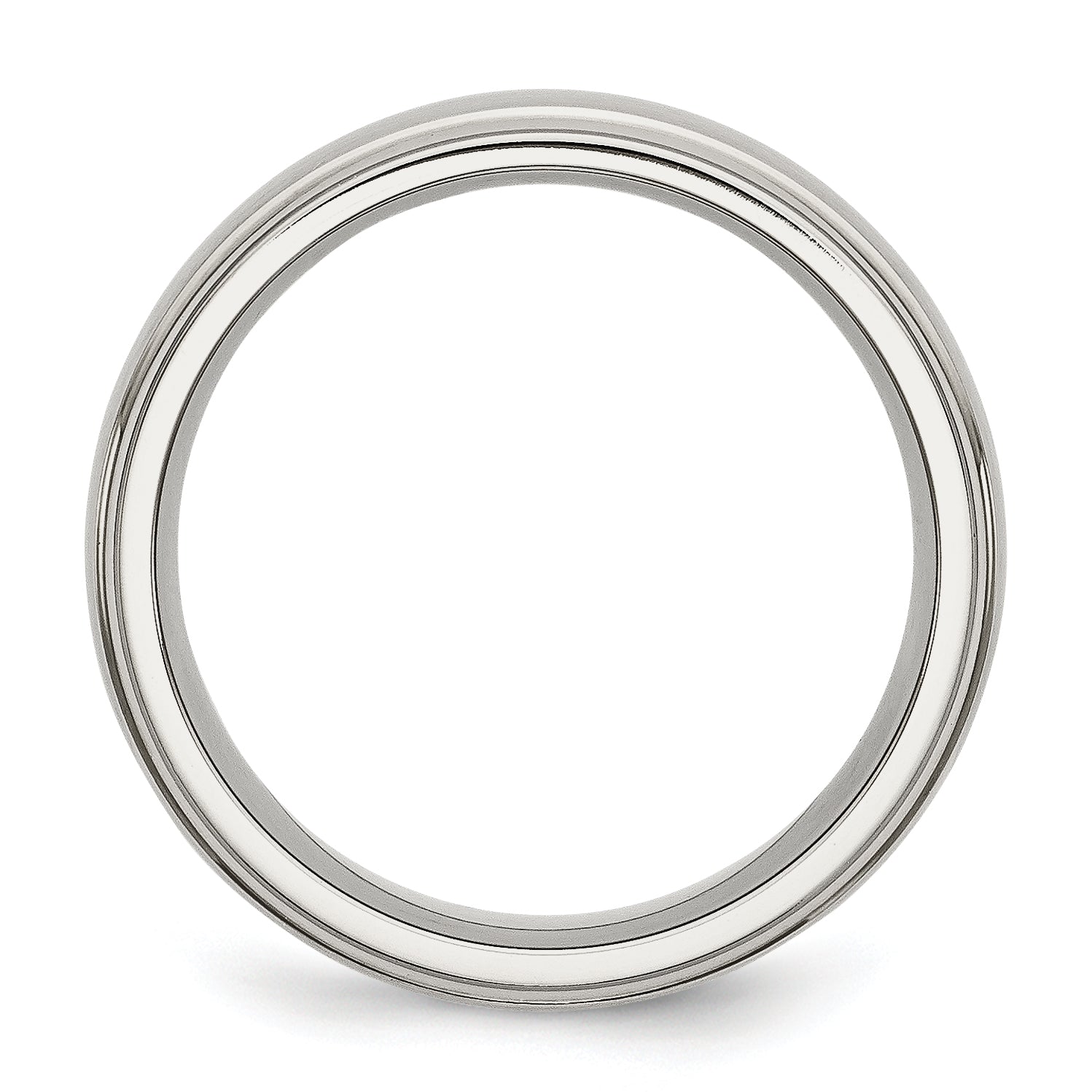 Stainless Steel Polished with Brushed Center 7mm Ridged Edge Band