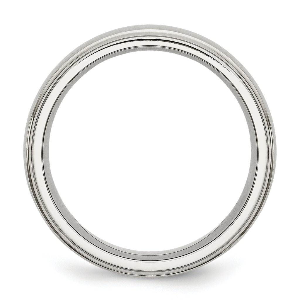Ridged Edge Wedding Band in Stainless Steel, 7mm