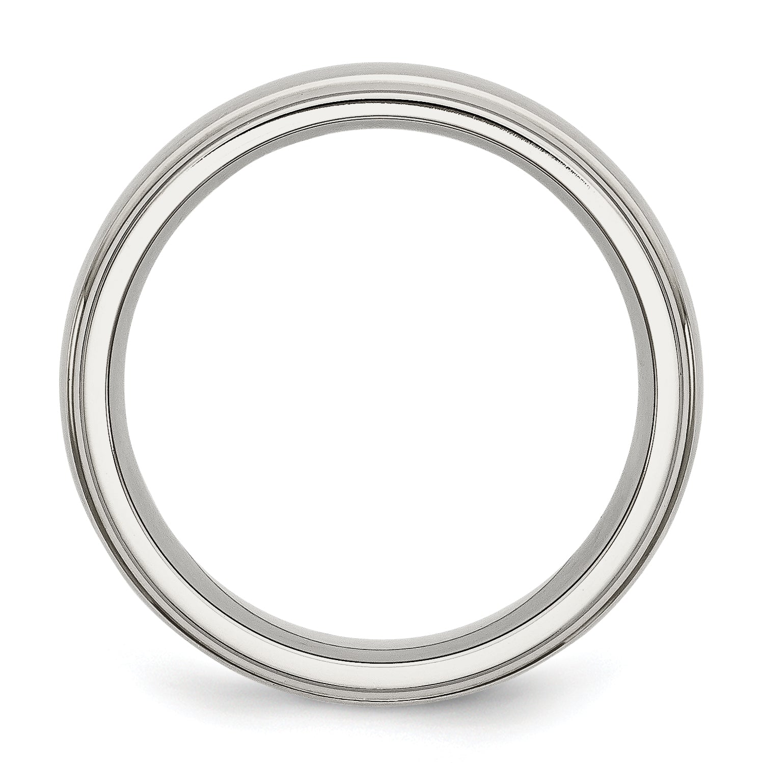 Ridged Edge Wedding Band in Stainless Steel, 7mm