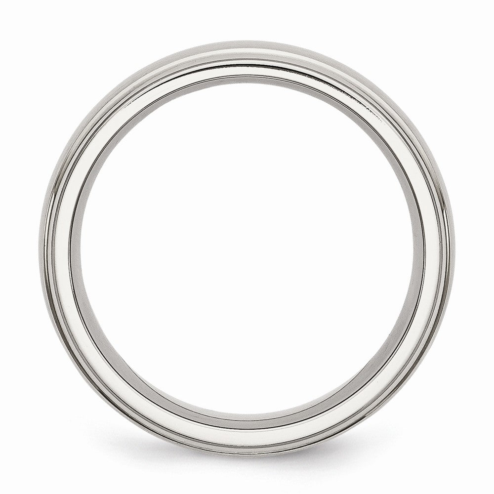 Ridged Edge Wedding Band in Stainless Steel, 7mm