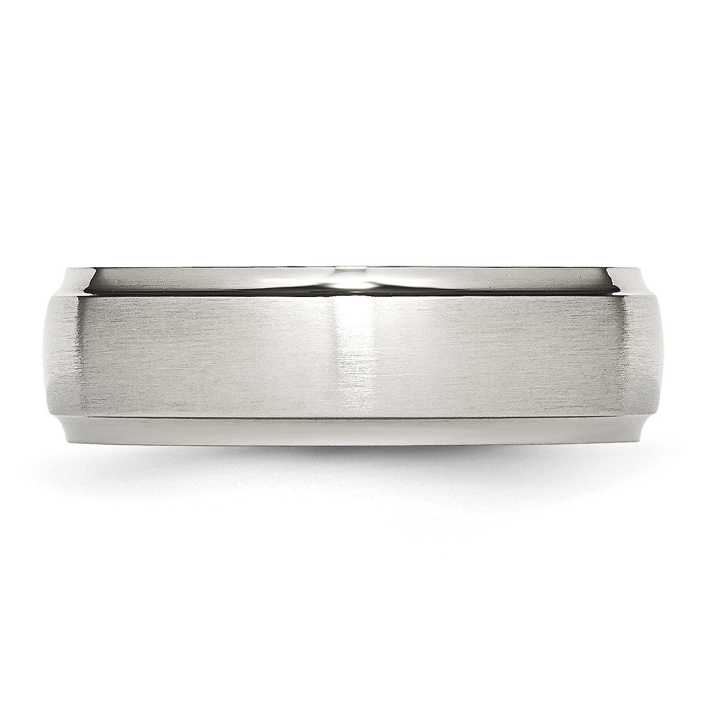 Stainless Steel Polished with Brushed Center 7mm Ridged Edge Band