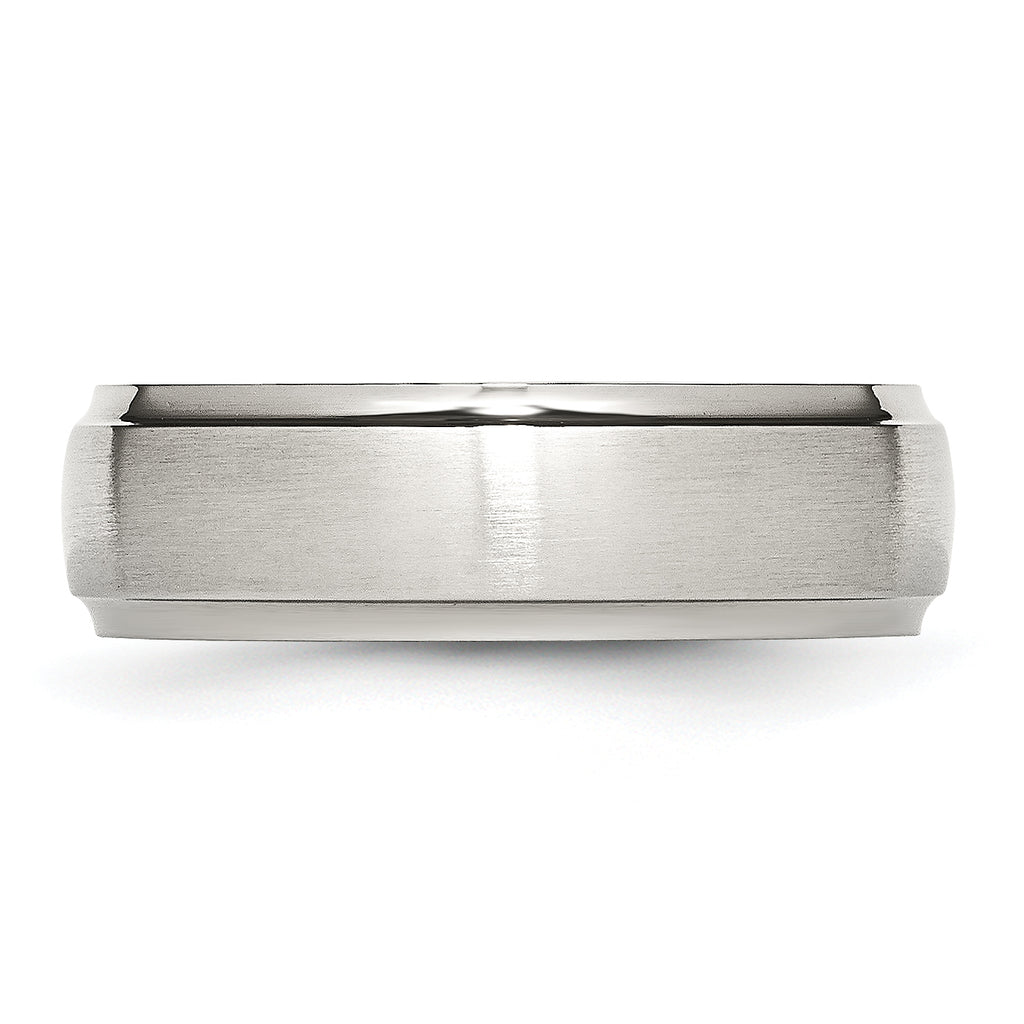 Ridged Edge Wedding Band in Stainless Steel, 7mm