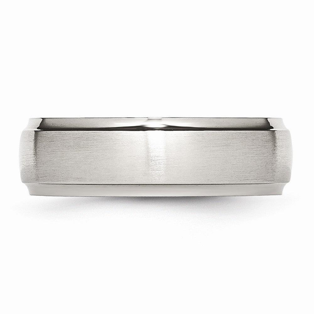 Ridged Edge Wedding Band in Stainless Steel, 7mm