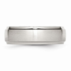 Sophia Jewelers Stainless Steel 7mm Ridged Brushed Polished Engravable Wedding Band