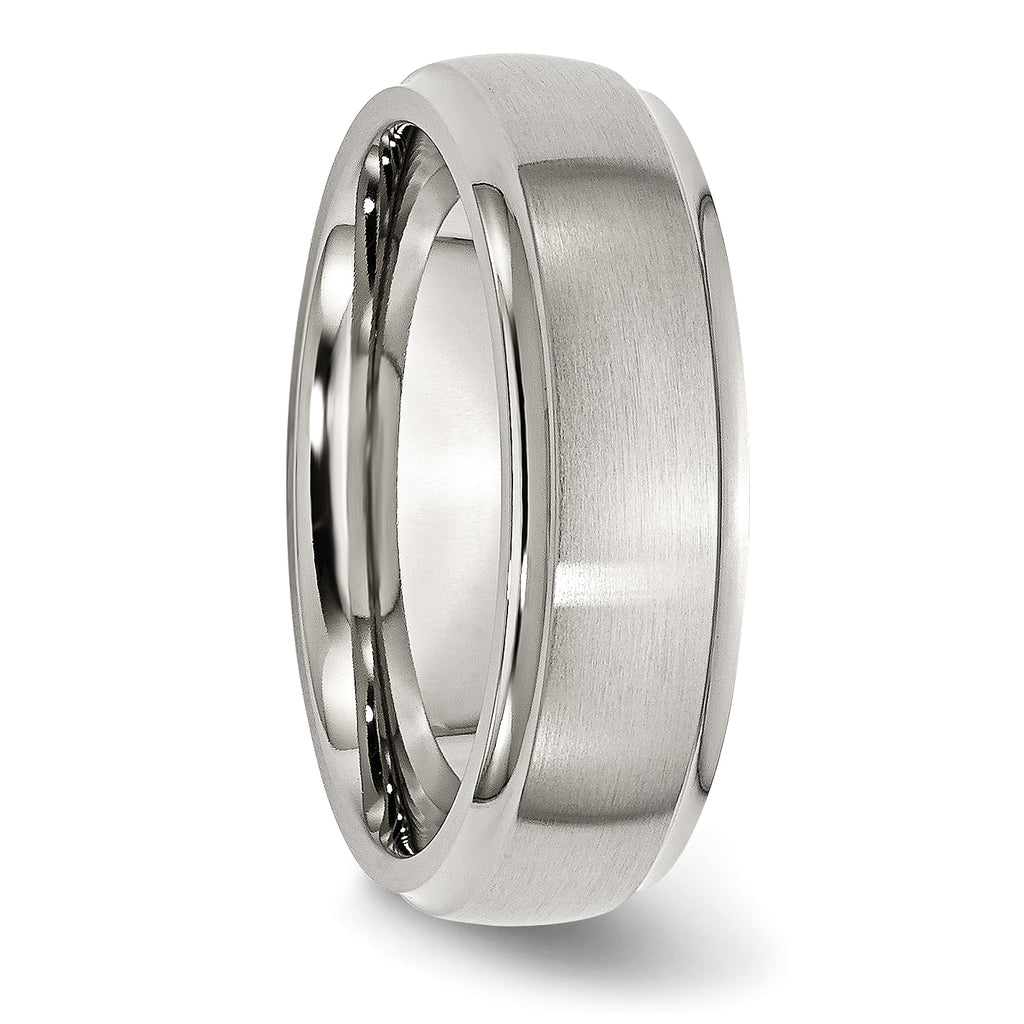 Ridged Edge Wedding Band in Stainless Steel, 7mm