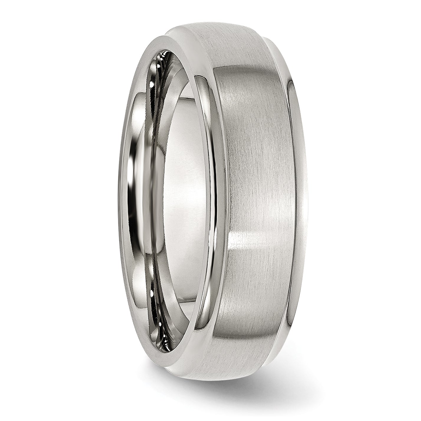 Ridged Edge Wedding Band in Stainless Steel, 7mm
