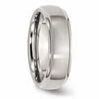 Ridged Edge Wedding Band in Stainless Steel, 7mm