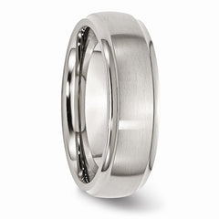 Sophia Jewelers Stainless Steel 7mm Ridged Brushed Polished Engravable Wedding Band