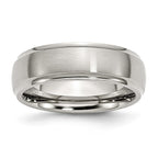 Ridged Edge Wedding Band in Stainless Steel, 7mm