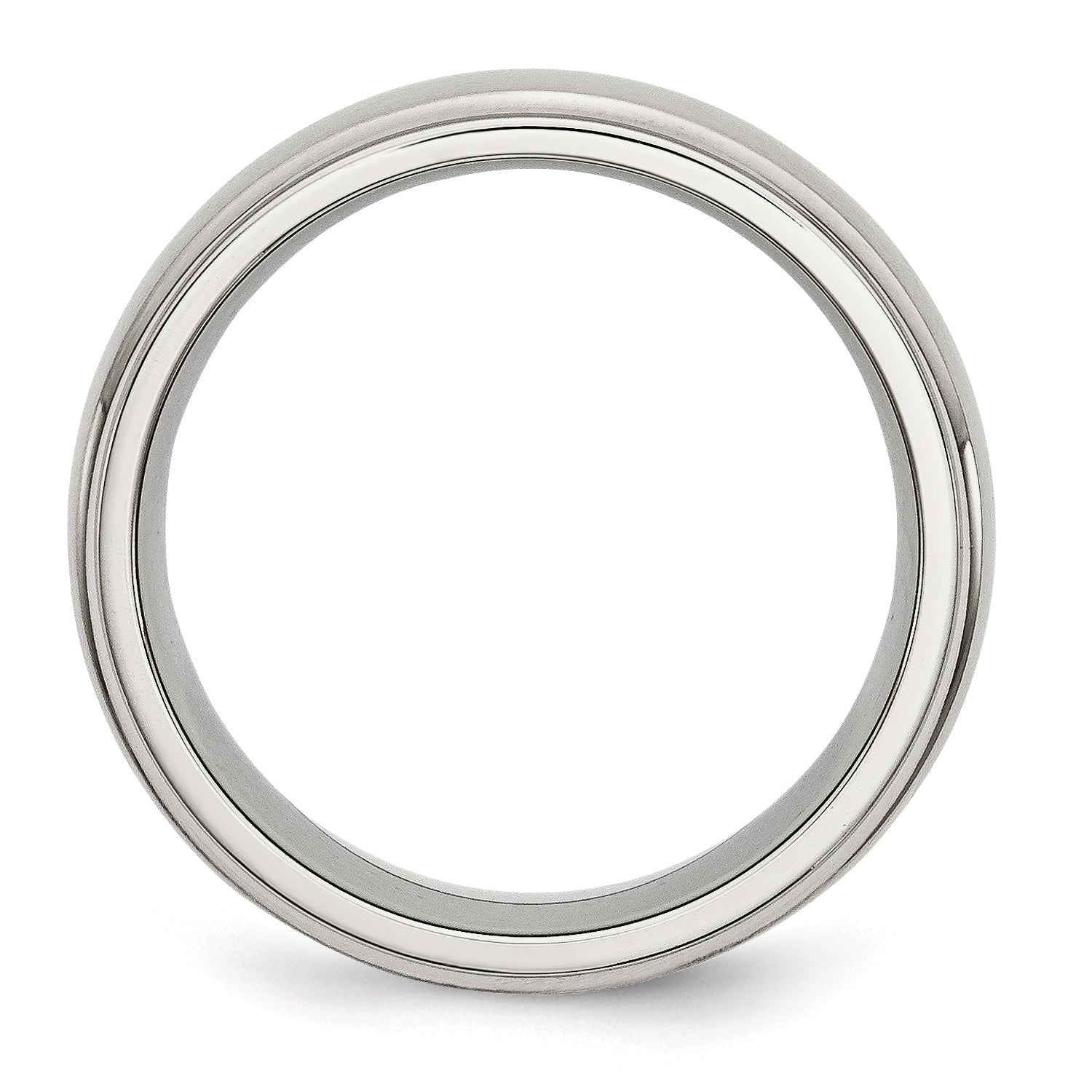 Stainless Steel Polished with Brushed Center 8mm Ridged Edge Band