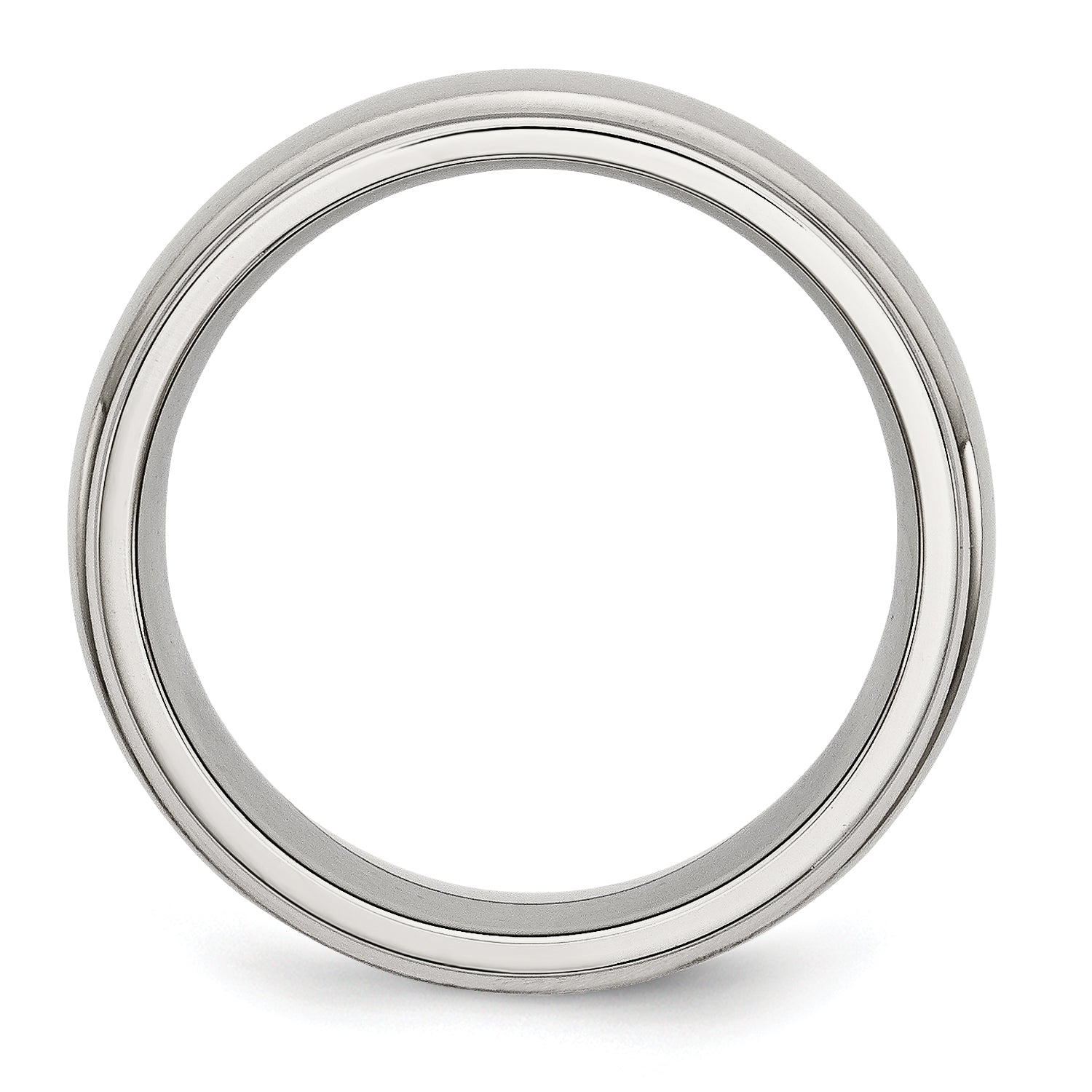 Stainless Steel Polished with Brushed Center 8mm Ridged Edge Band