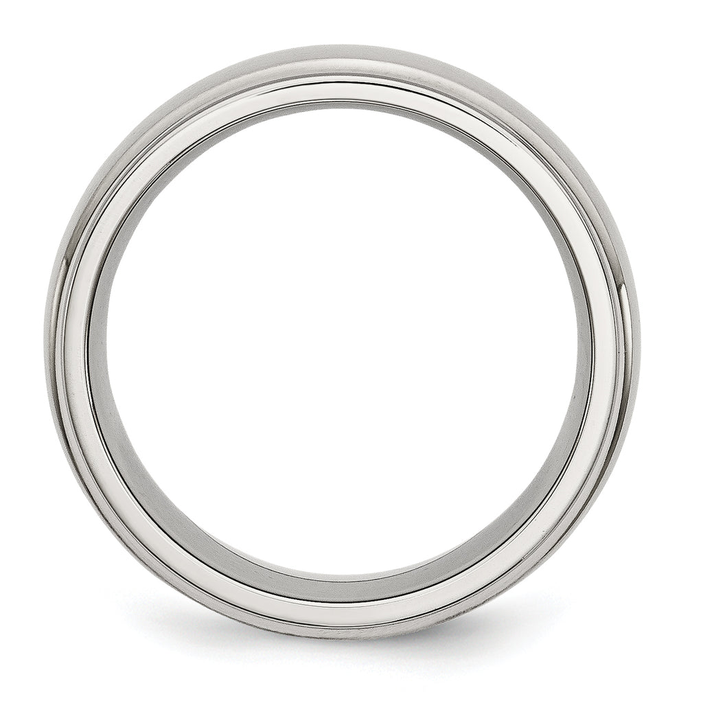 Ridged Edge Wedding Band in Stainless Steel, 8mm