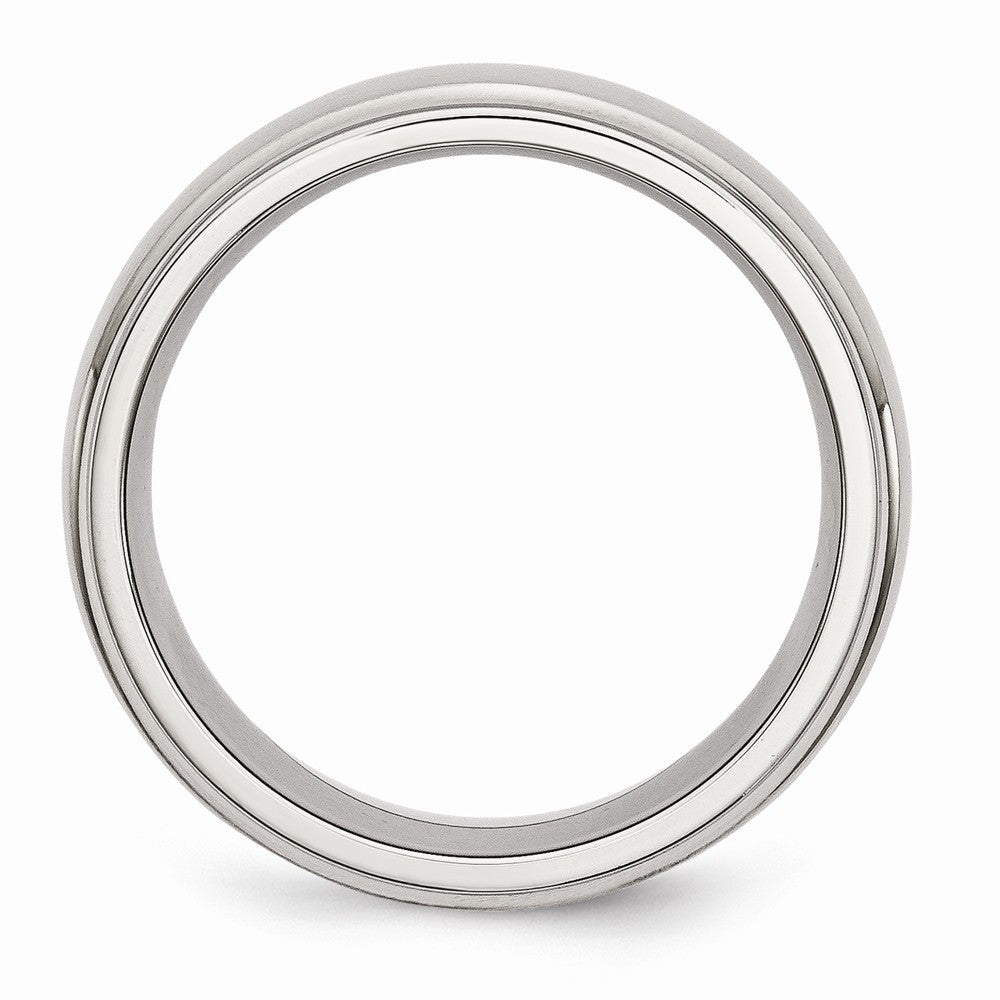 Ridged Edge Wedding Band in Stainless Steel, 8mm