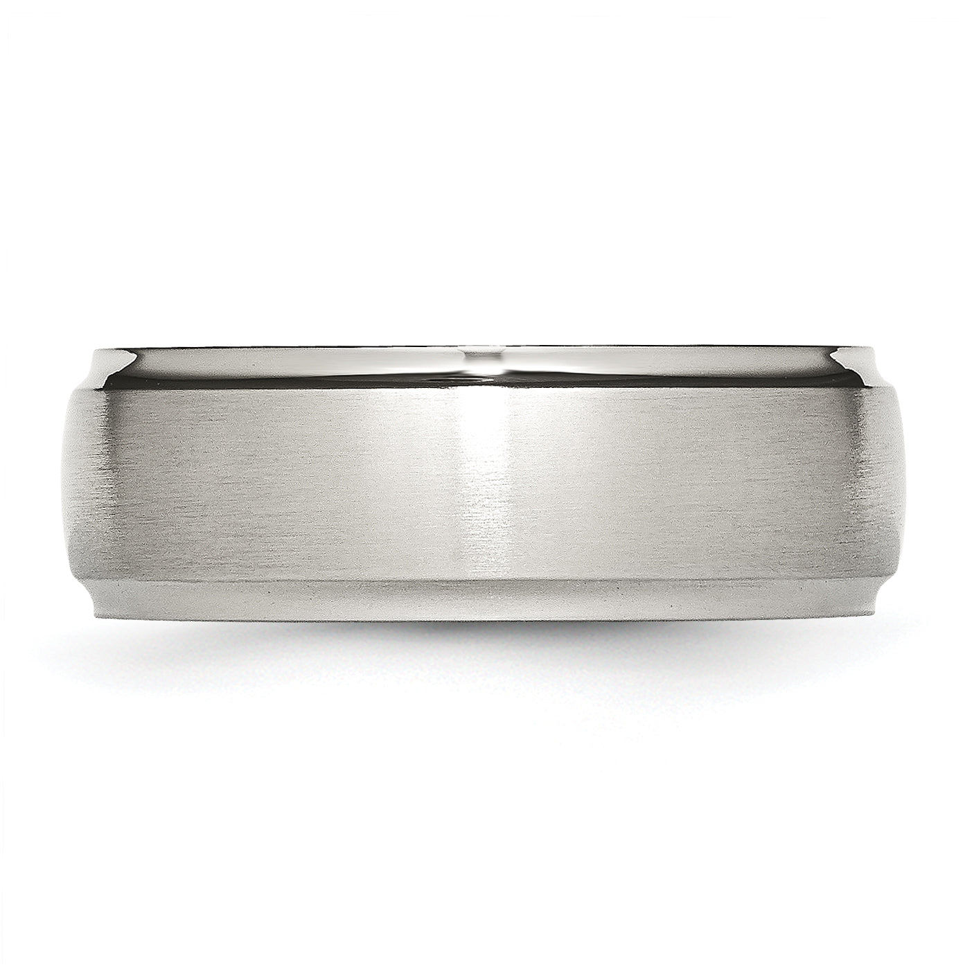 Stainless Steel Polished with Brushed Center 8mm Ridged Edge Band