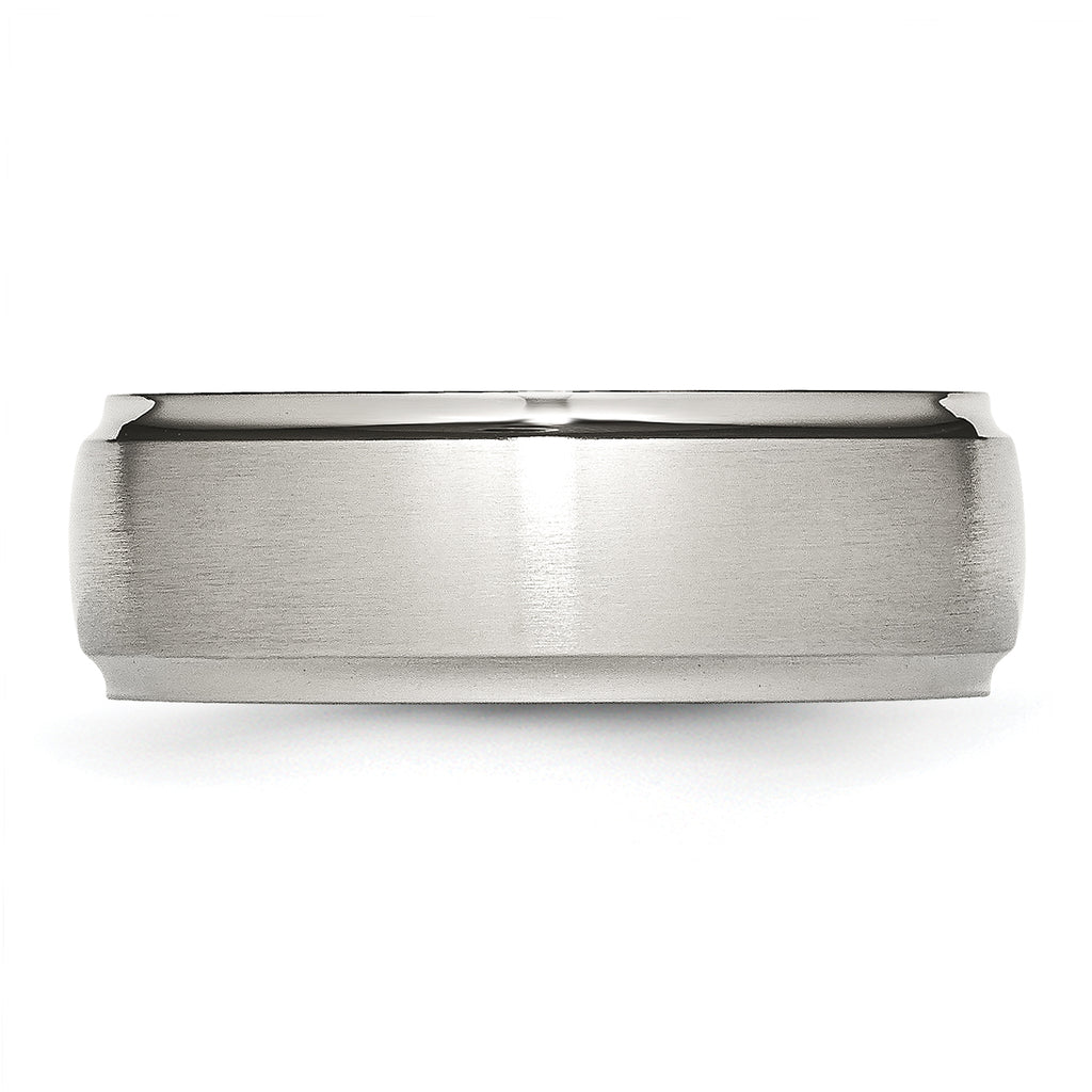 Ridged Edge Wedding Band in Stainless Steel, 8mm