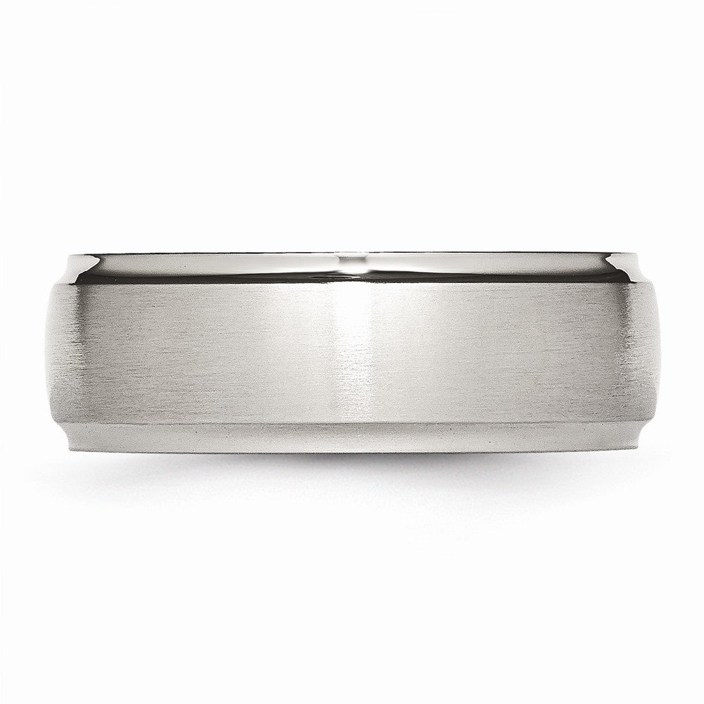 Ridged Edge Wedding Band in Stainless Steel, 8mm