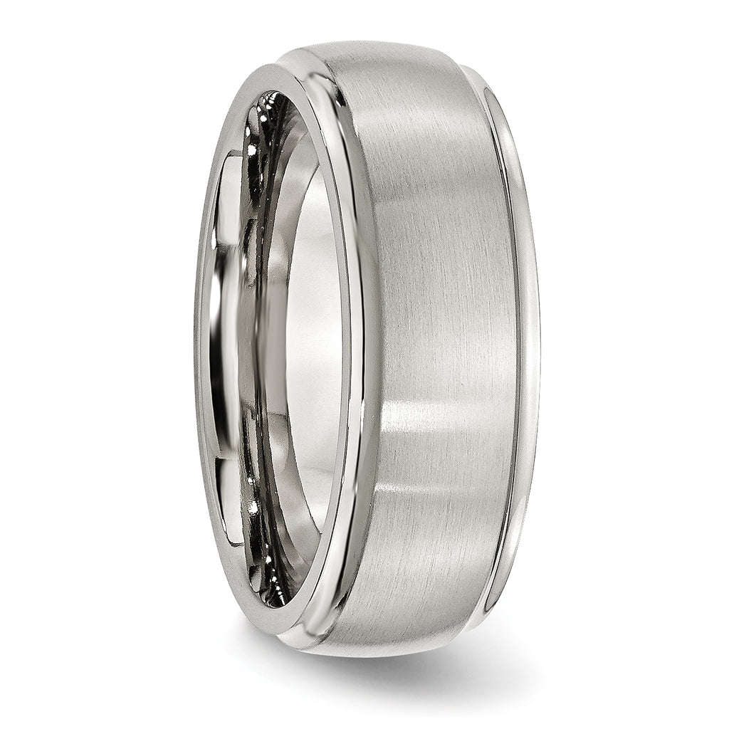 Ridged Edge Wedding Band in Stainless Steel, 8mm