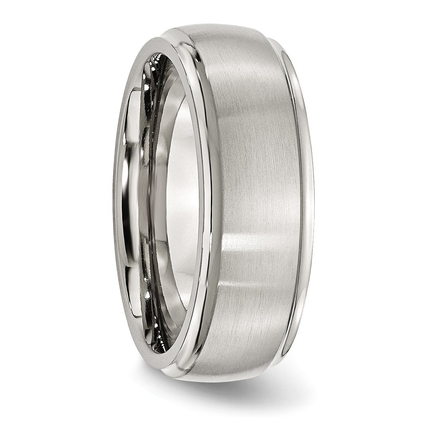 Ridged Edge Wedding Band in Stainless Steel, 8mm