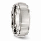 Ridged Edge Wedding Band in Stainless Steel, 8mm
