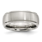 Ridged Edge Wedding Band in Stainless Steel, 8mm