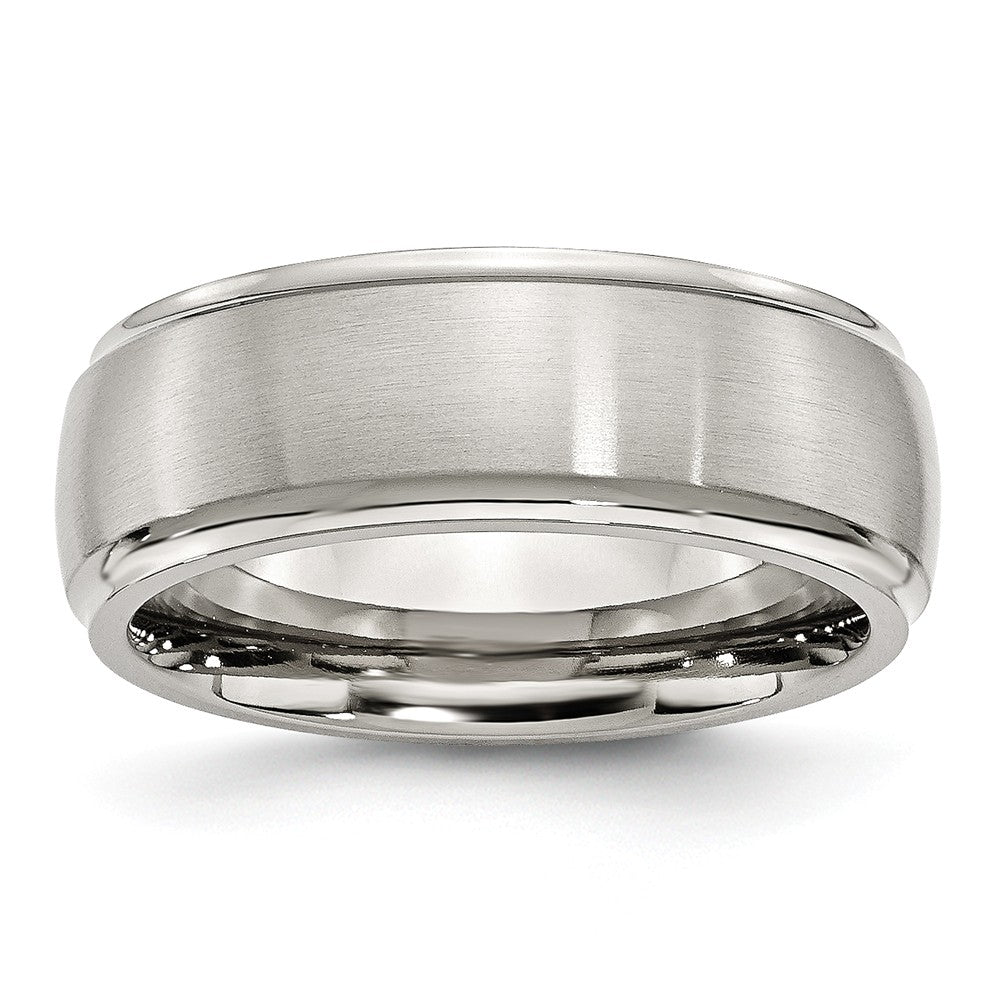Ridged Edge Wedding Band in Stainless Steel, 8mm