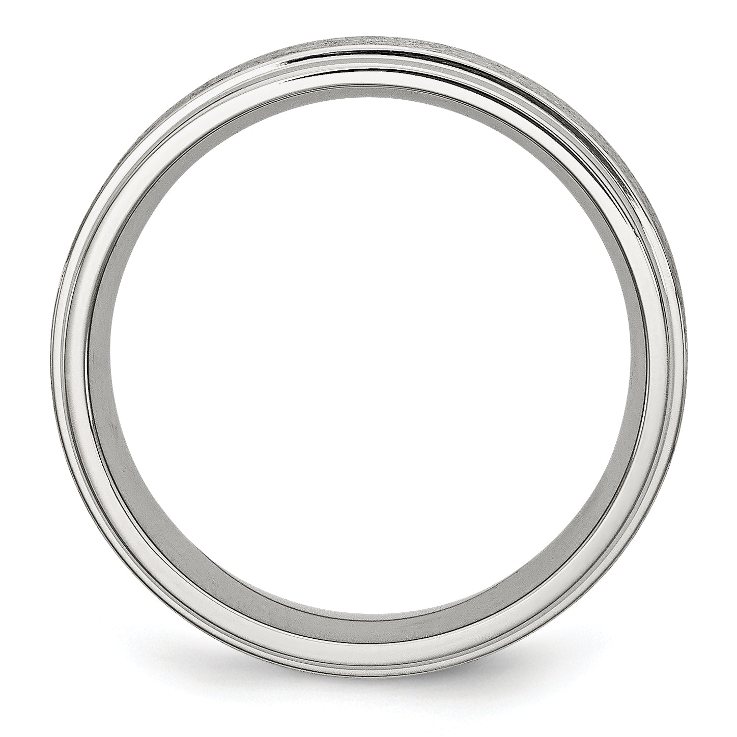 StainleSterling Silver Steel Brushed and Polished 8mm Grooved Edge Band Secondary image