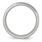 StainleSterling Silver Steel Brushed and Polished 8mm Grooved Edge Band