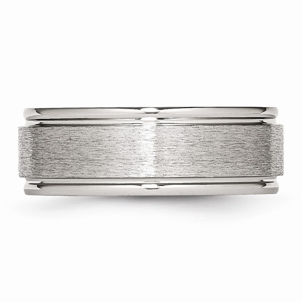 Grooved Edge Comfort-Fit Wedding Band in Stainless Steel, 8mm