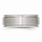 Grooved Edge Comfort-Fit Wedding Band in Stainless Steel, 8mm