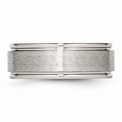 Sophia Jewelers Stainless Steel Wedding Band 8mm Grooved Brushed & Polished Engravable - 8 - 8