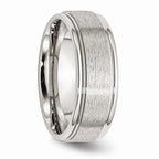 Grooved Edge Comfort-Fit Wedding Band in Stainless Steel, 8mm