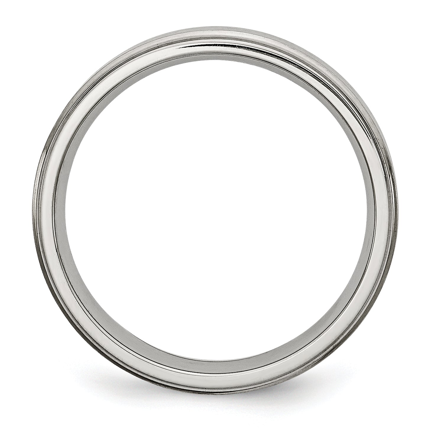StainleSterling Silver Steel Brushed and Polished 6mm Grooved Edge Band Secondary image