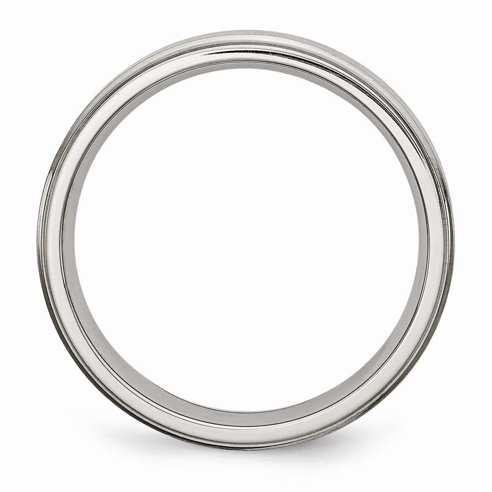 Grooved Edge Comfort-Fit Wedding Band in Stainless Steel, 6mm