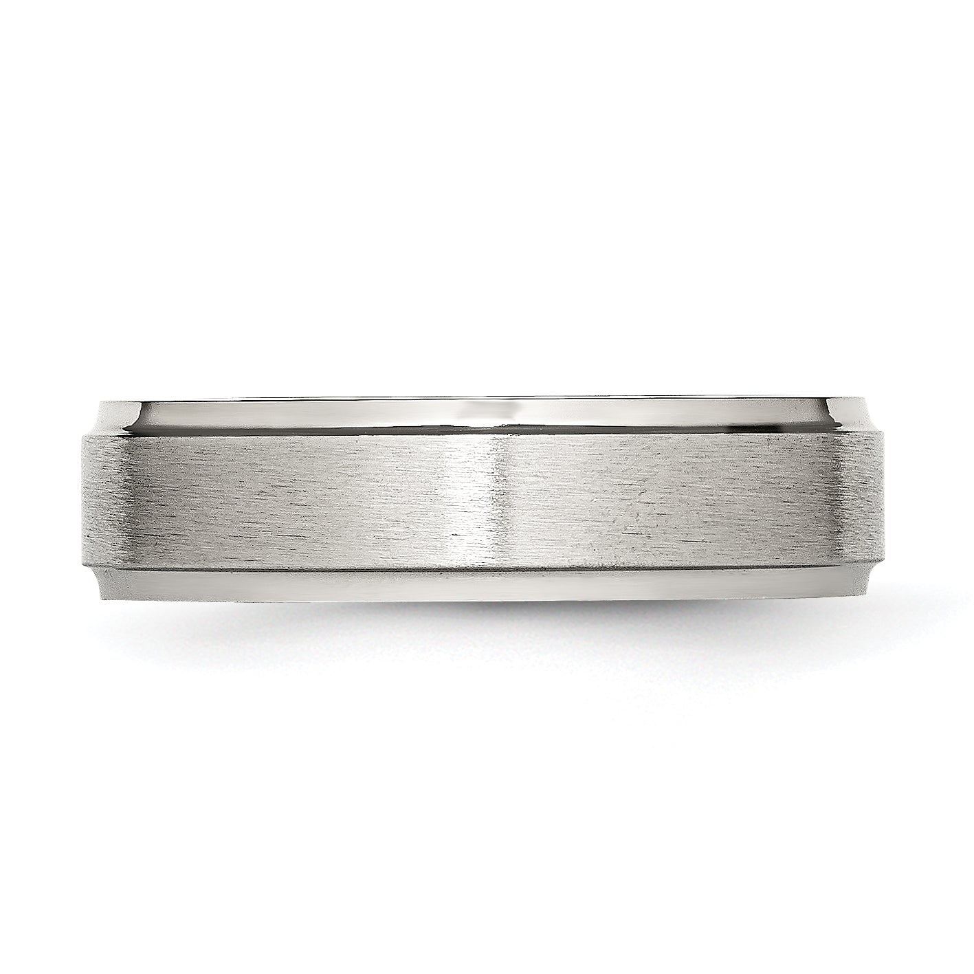 StainleSterling Silver Steel Brushed and Polished 6mm Grooved Edge Band