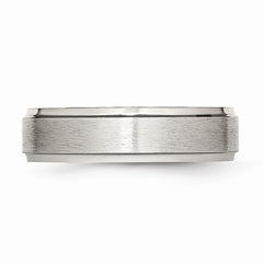 Sophia Jewelers Stainless Steel Wedding Band with Grooved Edge and Brushed Polish - 6 - 6