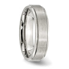 StainleSterling Silver Steel Brushed and Polished 6mm Grooved Edge Band