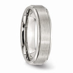 Grooved Edge Comfort-Fit Wedding Band in Stainless Steel, 6mm