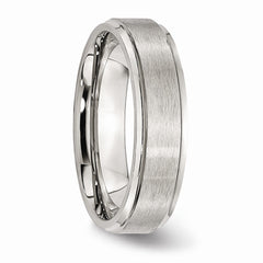 Sophia Jewelers Stainless Steel Wedding Band with Grooved Edge and Brushed Polish - 6 - 6