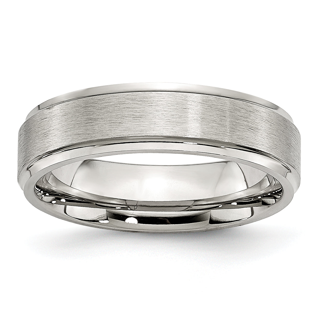 Stainless Steel Brushed and Polished 6mm Grooved Edge Band Main image