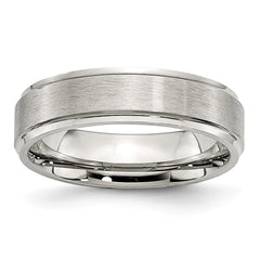 Sophia Jewelers Stainless Steel Wedding Band with Grooved Edge and Brushed Polish - 6 - 6