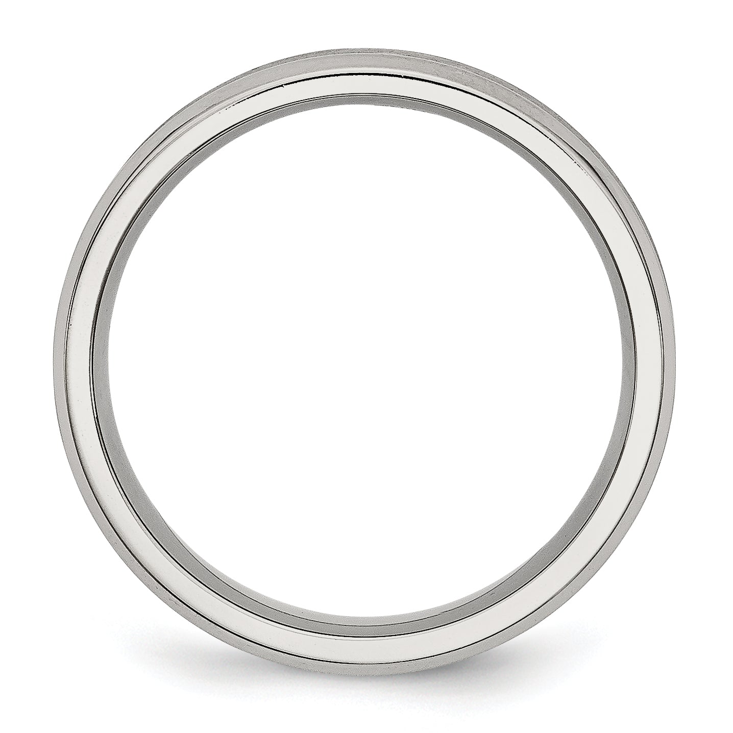 StainleSterling Silver Steel Concave Beveled Edge 6mm Brushed/Polished Band