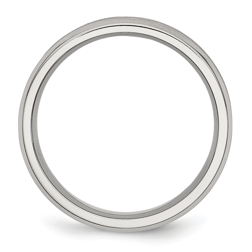 Concave Beveled-Edge Band in Stainless Steel, 6mm