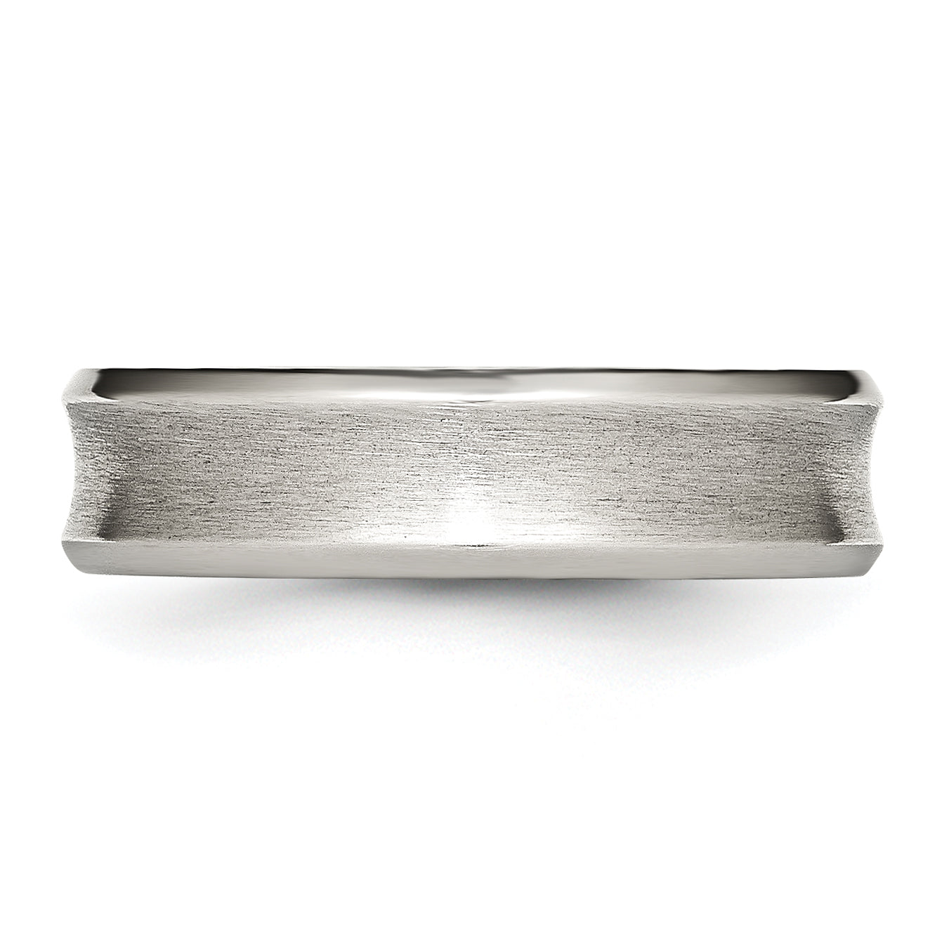 StainleSterling Silver Steel Concave Beveled Edge 6mm Brushed/Polished Band