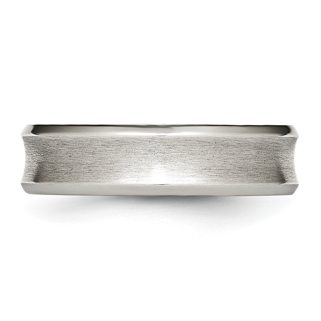 Concave Beveled-Edge Band in Stainless Steel, 6mm